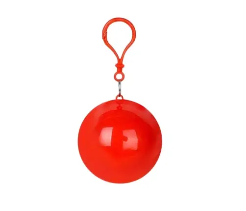 Raincoat Cloak with Ball Keychain Red