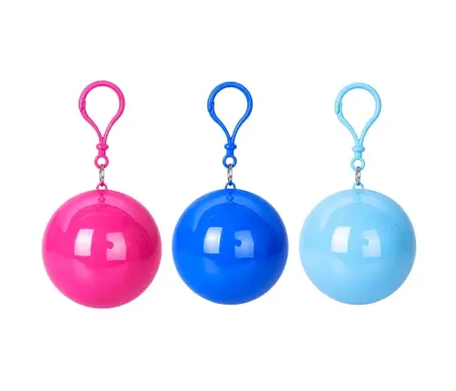 Raincoat Cloak with Ball Keychain Red