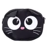Cat Pouch Bag Zippered Pocket Adjustable Strap Black 21 x 16 cm
