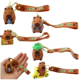 Keychain Figurine Capybara With Dolphin Pendant Carabiner Ring