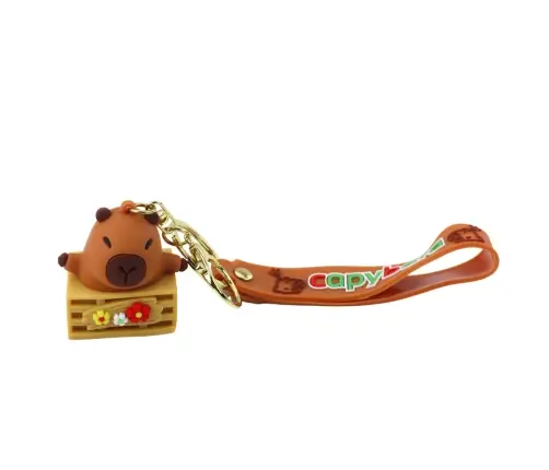 Keychain Figurine Capybara With Dolphin Pendant Carabiner Ring