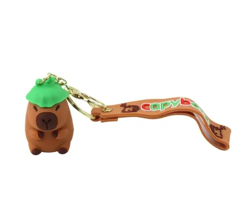 Keychain Figurine Capybara With Dolphin Pendant Carabiner Ring