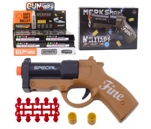 Mini Pistol Weapon for Bullets and Shells Black and Brown 13.5 cm