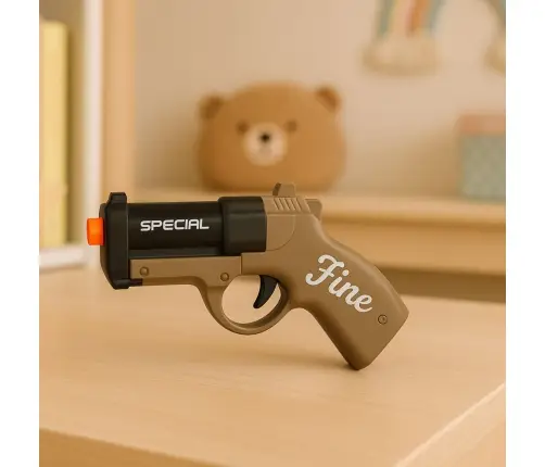 Mini Pistol Weapon for Bullets and Shells Black and Brown 13.5 cm