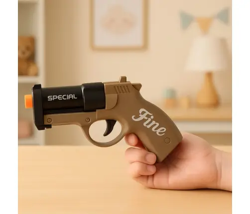 Mini Pistol Weapon for Bullets and Shells Black and Brown 13.5 cm