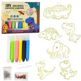 DIY Creative Set Stained Glass Keychains Dinosaurs Markers 6 pcs.