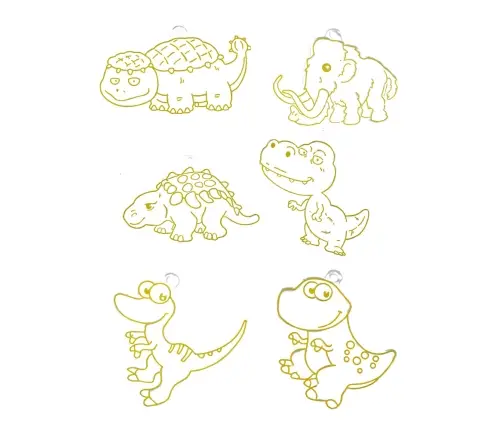 DIY Creative Set Stained Glass Keychains Dinosaurs Markers 6 pcs.