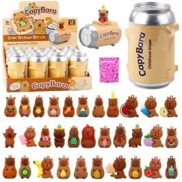 Capybara Figurine Keychain Surprise Cards In A Tin