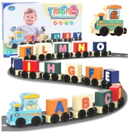 Educational Train, Letters, Numbers, Colorful, 16 pcs.