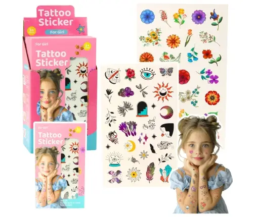 Set of 60 Flower Tattoos for Kids