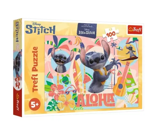 Puzzle 100 - Stitch and friends in action - Disney Trefl 16495