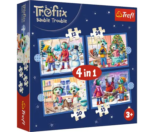 4-in-1 Puzzle – It's Snowing at the Trefliks' – Trefl 34657