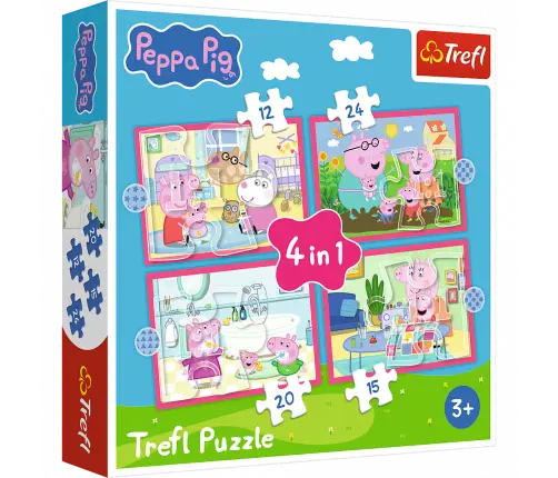 4-in-1 Puzzle (12, 15, 20, 24) – Peppa Loves Adventures – Trefl 34672