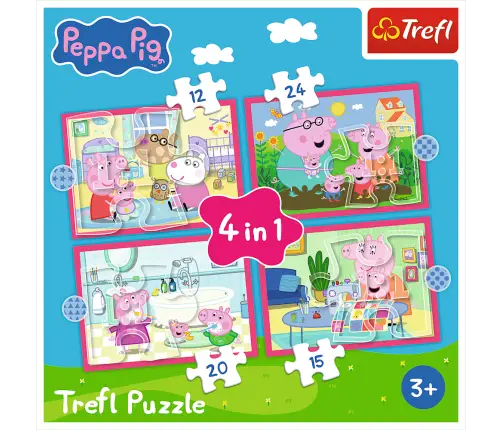 4-in-1 Puzzle (12, 15, 20, 24) – Peppa Loves Adventures – Trefl 34672
