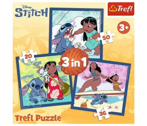 3-in-1 Puzzle – Time with Stitch – Lilo and Stitch Trefl 34896