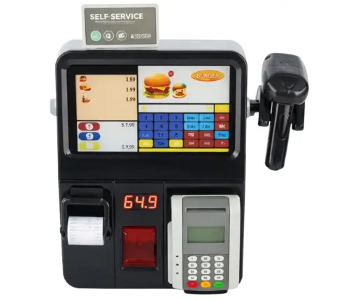 Self-service checkout terminal scanner lights sounds