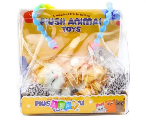 Sleeping Ginger Cat on a Pillow Figurine with Fur Bag Sounds