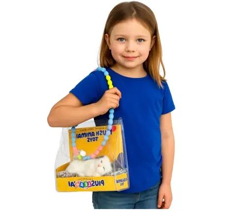 Sleeping White Cat on a Pillow Figurine with Fur Bag Sounds