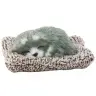 Sleeping Husky Dog on a Pillow Figurine with Fur Bag Sounds