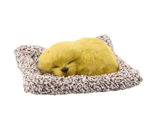 Sleeping Labrador on a Pillow Figurine with Fur Transparent Bag Sounds