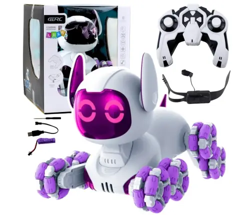 TOOBY Robot Dog Remote Controlled RC 360° Lights Sounds White and Purple