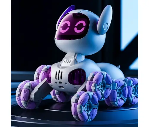 TOOBY Robot Dog Remote Controlled RC 360° Lights Sounds White and Purple