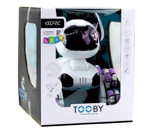 TOOBY Robot Dog Remote Controlled RC 360° Lights Sounds White and Purple