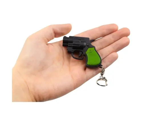 Mini Pistol Revolver Keychain Gadget LED Light Laser 6.5 cm