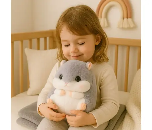 Plush Hamster Hand Warmer Blanket 190 x 100 cm 3in1 Gray 35cm