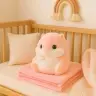 Plush Hamster Hand Warmer Blanket 190 x 100 cm 3in1 Pink 35cm
