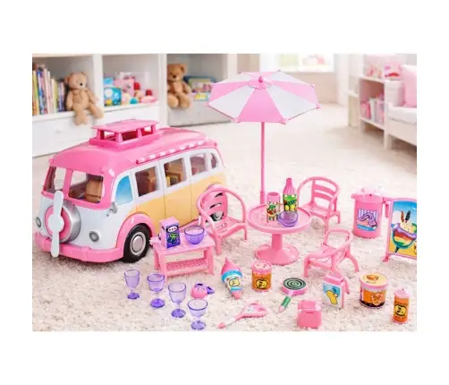 Ica Cream Car Camper Ice Cream Parlor For Dolls Foldable Pink