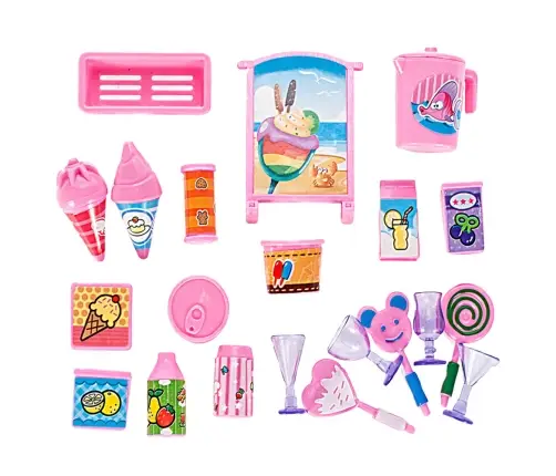 Ica Cream Car Camper Ice Cream Parlor For Dolls Foldable Pink