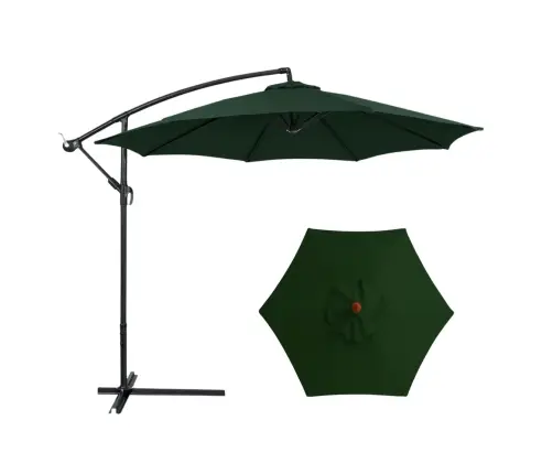 Side Garden Umbrella with Adjustable Tilt Cover 350 x 250cm Green
