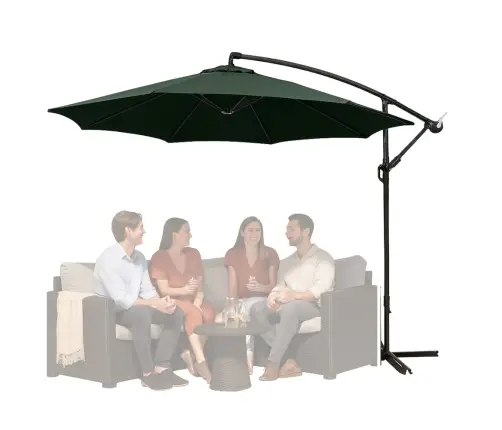 Side Garden Umbrella with Adjustable Tilt Cover 350 x 250cm Green