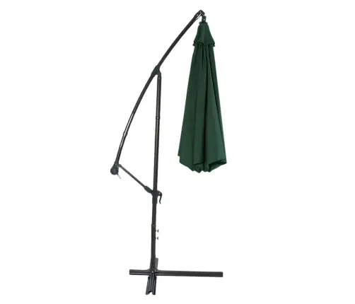 Side Garden Umbrella with Adjustable Tilt Cover 350 x 250cm Green