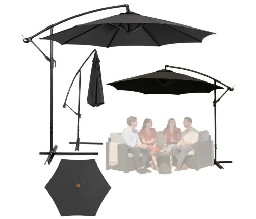 Side Garden Umbrella with Adjustable Tilt Cover 350 x 250cm Anthracite