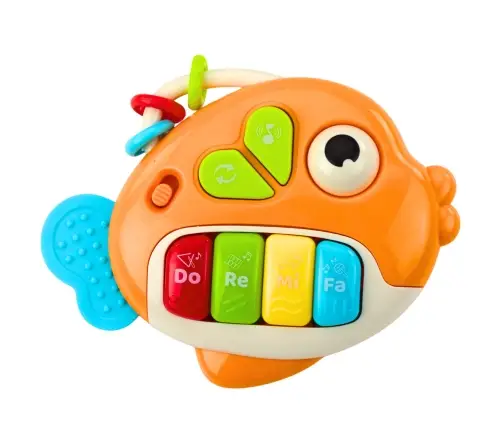 Musical Piano Interactive Fish Beads Teether Orange