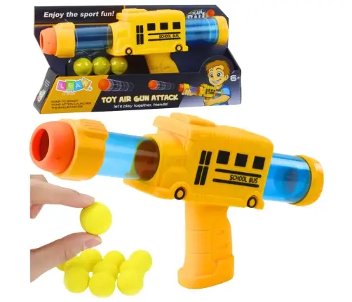 Soft Foam Ball Gun School Bus Yellow 6 pcs.