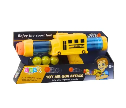 Soft Foam Ball Gun School Bus Yellow 6 pcs.