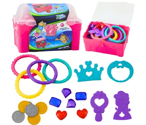 Treasure Chest Set for Diving and Water Fun, Pink, 21 pcs.
