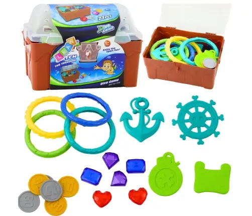 Treasure Chest Set for Diving and Water Fun, Brown, 21 pcs.