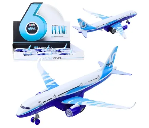 Passenger Plane with Pull Back Motor, Metal, Lights, Sounds, 23 cm