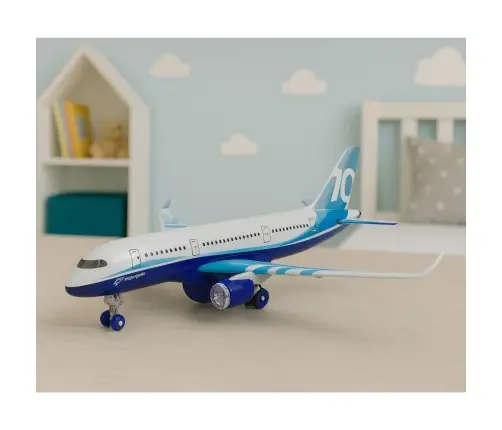 Passenger Plane with Pull Back Motor, Metal, Lights, Sounds, 23 cm