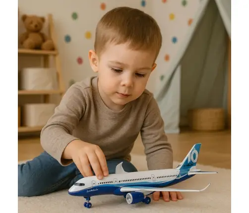 Passenger Plane with Pull Back Motor, Metal, Lights, Sounds, 23 cm