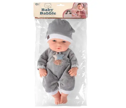 Baby Doll in Gray Pajamas, Hat, Movable Arms and Legs, 30cm