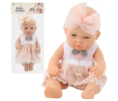 Baby Doll in a Pink Dress, Headband, Movable Arms and Legs, 30cm