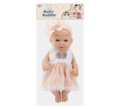 Baby Doll in a Pink Dress, Headband, Movable Arms and Legs, 30cm