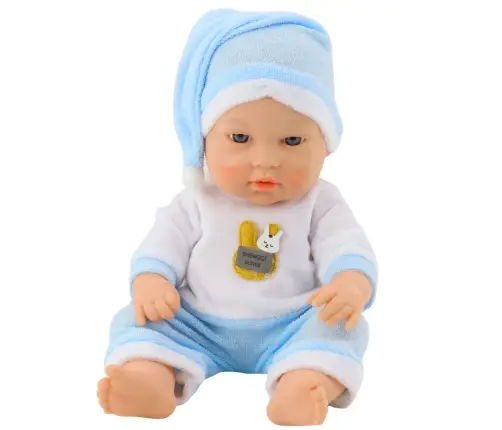 Baby Doll in Blue Pajamas, Hat, Movable Arms and Legs, 30cm