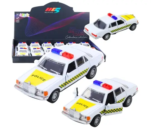 Classic Police Car Metal Drive Opening Doors White 1:32