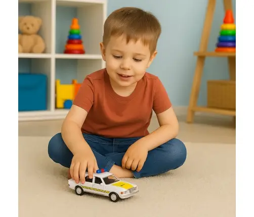 Classic Police Car Metal Drive Opening Doors White 1:32